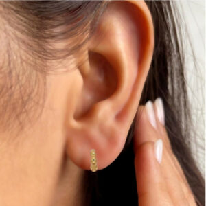 Gold Bamboo Texture Hoop Earrings kan ki bali for Women