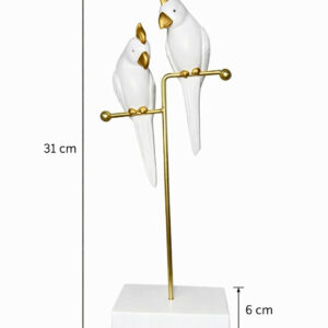 White & Gold Love Birds Decorative poly-resin Showpiece for Home & Office Décor
