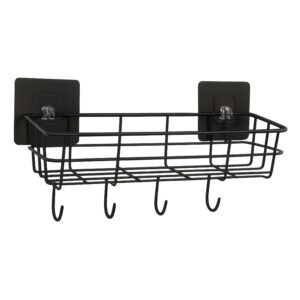 Heavy-Duty Self-Adhesive Wall Storage Baskets with Hooks (Pack of 2)