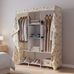 8 Compartment Portable Fabric Wardrobe Closet, Collapsible Wardrobe Racks