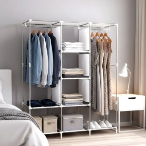 8 Compartment Portable Fabric Wardrobe Closet, Collapsible Wardrobe Racks