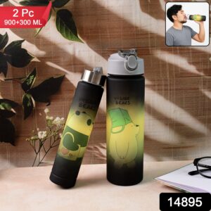 Cartoon Printed Water Bottles – 900 ml & 300 ml (2 Pc)