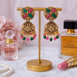 TRADITIONAL ELEGANT OXIDISE MULTI JHUMKA