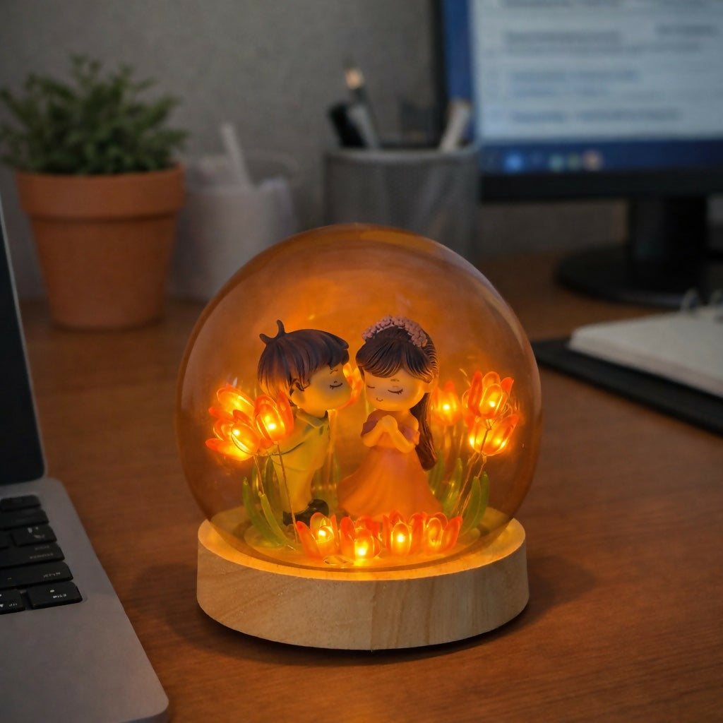 Romantic Couple Dome Lamp for Bedroom, Table & Gift Decor - Image 4