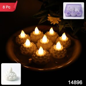 Lotus Shaped LED Flameless Tealight Candles - (8 Pc)