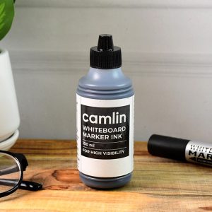 Camlin Whiteboard Marker Ink 100 ml – Black Color Refill Ink for High Visibility