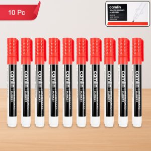 Camlin Whiteboard Marker Red – Bold Writing, Refillable Markers (Pack of 10)