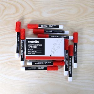 Camlin Whiteboard Marker Red – Bold Writing, Refillable Markers (Pack of 10)