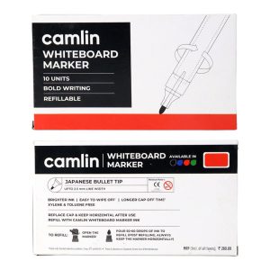 Camlin Whiteboard Marker Red – Bold Writing, Refillable Markers (Pack of 10)