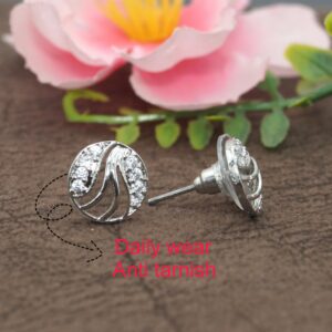 Silver-Plated AD Stud Earrings | for women and girls
