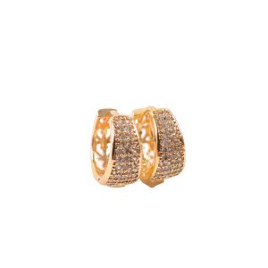 Luxury Crystal-Studded Gold Hoop Earrings – Wide Huggie Style Sparkling