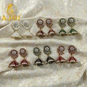 Premium Stone & Enamel Earrings(Set of 6)