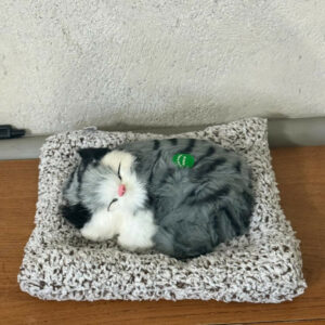 Sleeping Cat Showpiece for Home & Car Dashboard Decor | Soft Fur Look