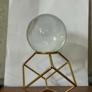 Crystal Ball Decorative Showpiece with Geometric Metal Stand