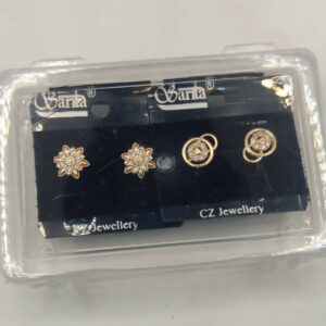 Rose Gold AD Halo & Lotus Stud Earrings for women and girls Combo Pack of 2