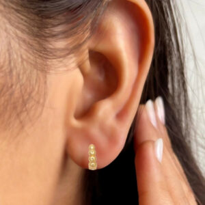 Gold Plated Matte Huggie Earrings AD Bali Hoop for women and girls