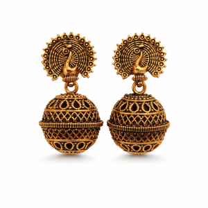 TRADITIONAL OXIDISED ANTIQUE GOLD JHUMKA EARRINGS