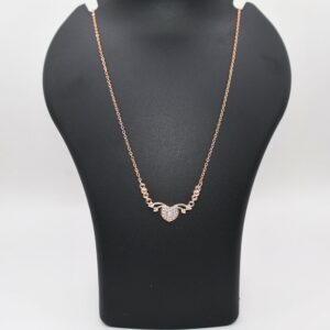 Rose Gold Plated Heart & AD Necklace for Women and girls