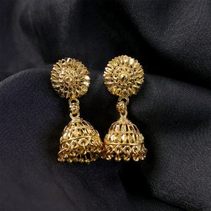 Traditional Gold Plated Jhumka Earrings for Women – Elegant Ethnic Festive Jewelry