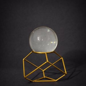 Crystal Ball Decorative Showpiece with Geometric Metal Stand