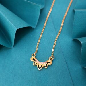 Gold Crown Heart Pendant Necklace AD Love Jewelry For women and girls