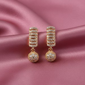 Elegant Gold Finish Stone Stud Drop Earrings for Women – Elegant Party & Festive Wear