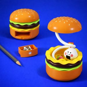 Burger Style LED Desk Lamp with Pencil Sharpener for Kids Study Table