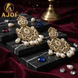 Premium Royal Pearl Chandbali Earrings with Elegant Traditional Designer Finish