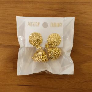 Traditional Gold Plated Jhumka Earrings for Women – Elegant Ethnic Festive Jewelry