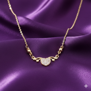 Dainty Gold Heart Necklace with AD Love Pendant For women and girls