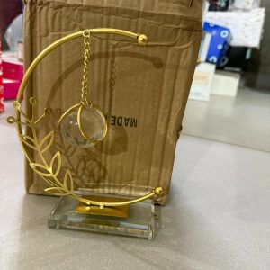 Crystal Ball Crescent Metal Table Decor Modern Decorative Showpiece