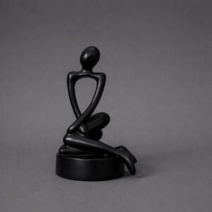 Abstract Sitting Man poly-resin Sculpture Modern Black Showpiece for Home Decor