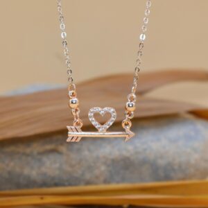 Rose Gold AD Heart Necklace For women and girls