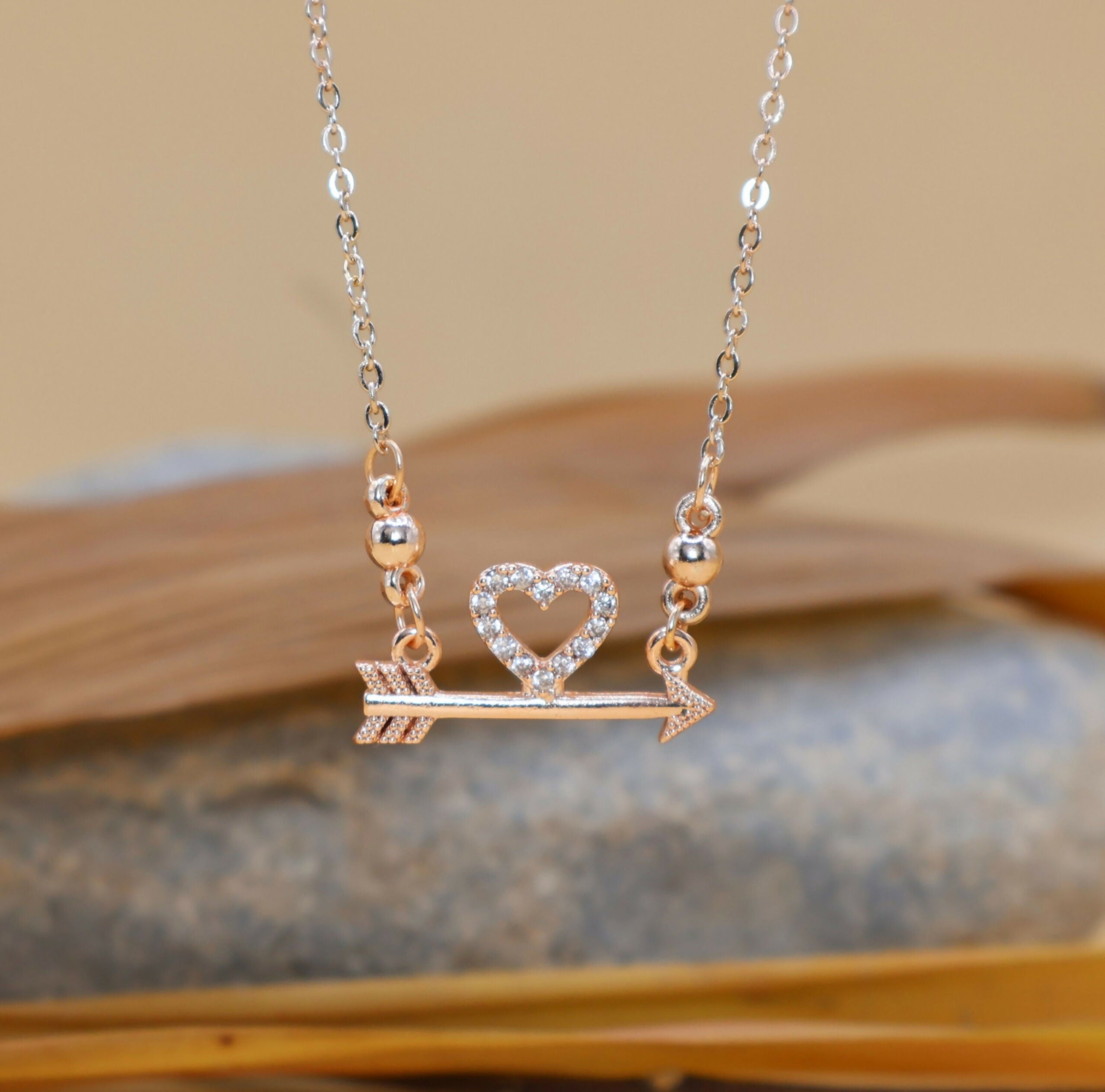 Rose Gold AD Heart Necklace For women and girls - Image 2