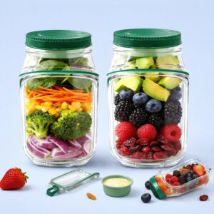 Leakproof Salad Container Jar with Dressing Cup for Office Lunch & Travel