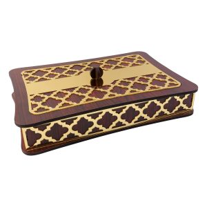 Dry Fruit Storage Box with 4 Compartments and Decorative Golden Lid