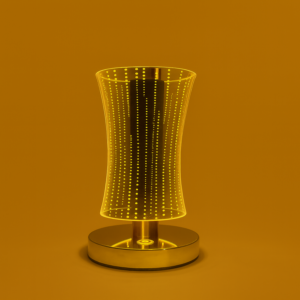 Luxury 3D Acrylic LED Table Lamp with Golden Base for Home Décor | Touch Sensor Night Lamp for Bedroom, Living Room & Hotels | Warm Light Decorative Bedside Lamp | Modern Festival & Gift Lighting for Home