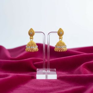 Designer Gold Tone Jhumki | Stylish Traditional Earrings for Girls