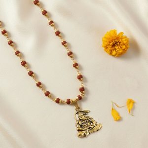 Hanuman Rudraksha Necklace Mala With Bracelet Combo