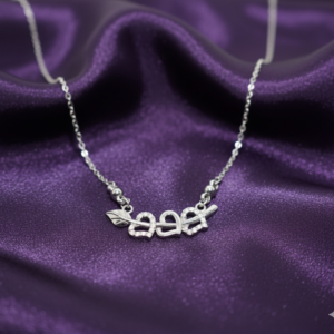 Silver Tone AD Pave Double Heart Arrow Cupid Pendant Necklace For women and girls