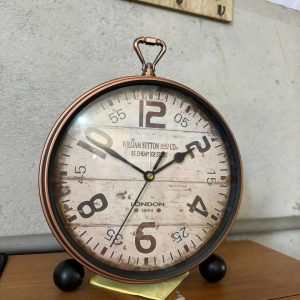 Vintage Table Clock Retro Metal Desk Clock Antique Style Decor