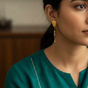 Long Chain Beads Golden Earrings for Women & Girls – Traditional Fancy Jewellery Gift