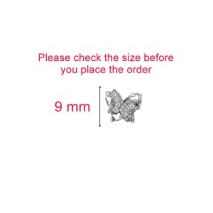 Sterling Silver Butterfly Stud Earrings with AD