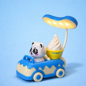 Blue Kids Panda Car LED Desk Lamp with Pen Holder Study Table Light