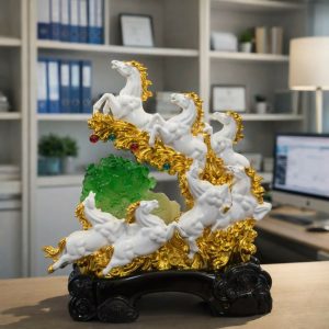 Seven Running Horses Statue Lucky Feng Shui Decor Showpiece
