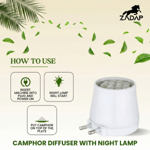 Zadap Wooden Kapoor Dani, Aroma Diffuser, Camphor Burner & Night Lamp