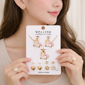 Korean Cute Multicolor Pendant, Earrings & Stud Combo For Girls And Women(Pack of 6)