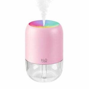 Pink USB Mini H2O Humidifier with Color LED Light for Desk & Bedroom
