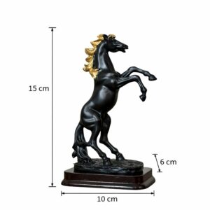 Black Horse poly-resin Showpiece with Golden Mane for Home Decor | Lucky Horse Statue