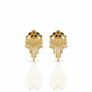 5 Line Side Latkan Golden Earrings with Mina for Women & Girls – Fancy Gift